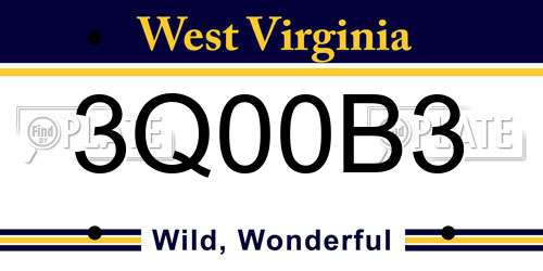 3Q00B3 West Virginia License Plate
