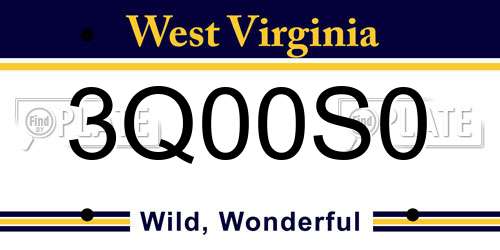 3Q00S0 West Virginia License Plate