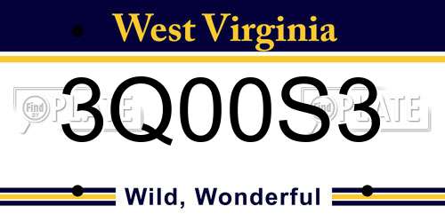 3Q00S3 West Virginia License Plate