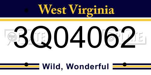 3Q04062 West Virginia License Plate