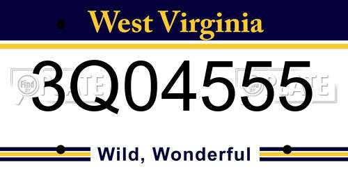 3Q04555 West Virginia License Plate