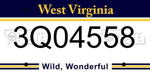 3Q04558 West Virginia License Plate
