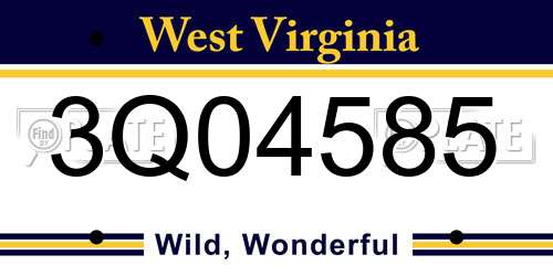 3Q04585 West Virginia License Plate