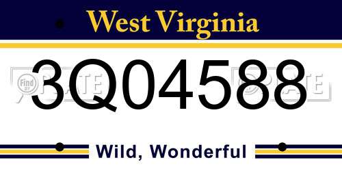 3Q04588 West Virginia License Plate