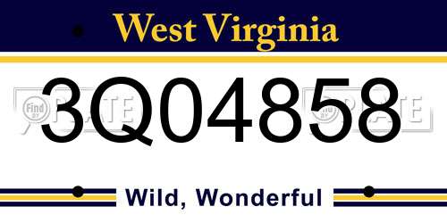 3Q04858 West Virginia License Plate