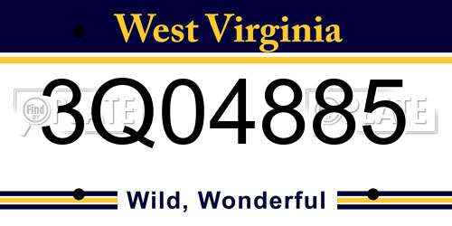 3Q04885 West Virginia License Plate