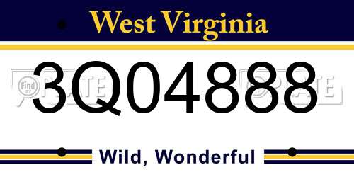 3Q04888 West Virginia License Plate