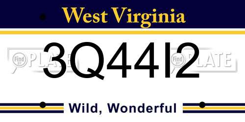3Q44I2 West Virginia License Plate
