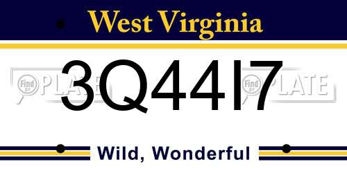 3Q44I7 West Virginia License Plate