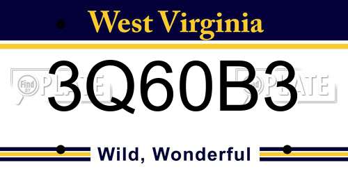 3Q60B3 West Virginia License Plate