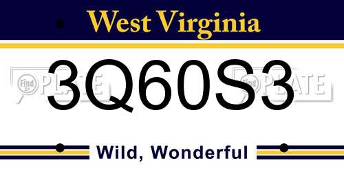 3Q60S3 West Virginia License Plate