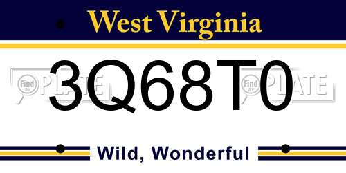 3Q68T0 West Virginia License Plate