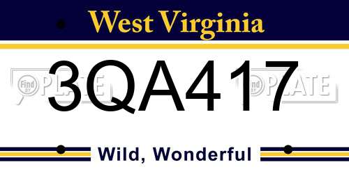 3QA417 West Virginia License Plate