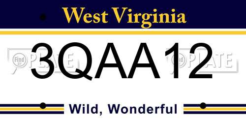 3QAA12 West Virginia License Plate