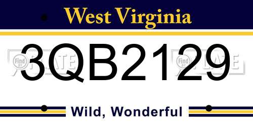 3QB2129 West Virginia License Plate