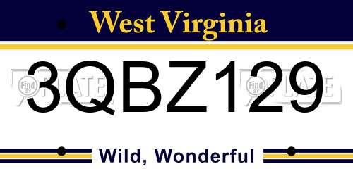3QBZ129 West Virginia License Plate