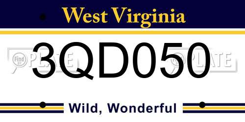 3QD050 West Virginia License Plate