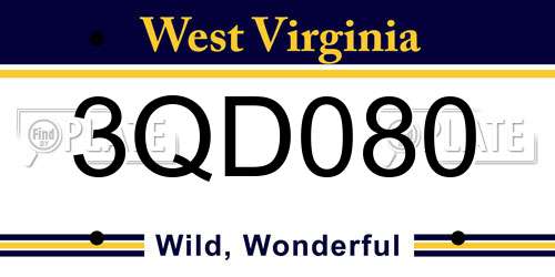 3QD080 West Virginia License Plate