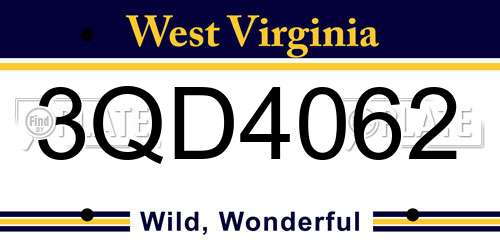 3QD4062 West Virginia License Plate