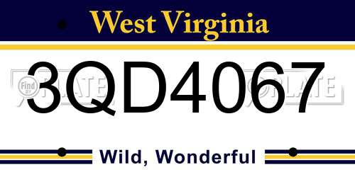 3QD4067 West Virginia License Plate