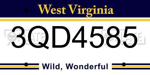 3QD4585 West Virginia License Plate