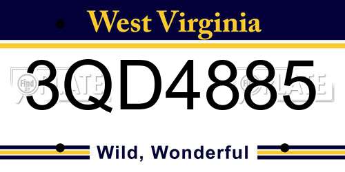 3QD4885 West Virginia License Plate