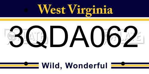 3QDA062 West Virginia License Plate