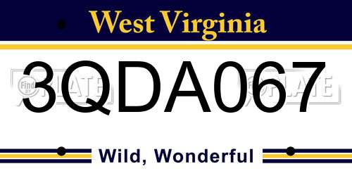 3QDA067 West Virginia License Plate