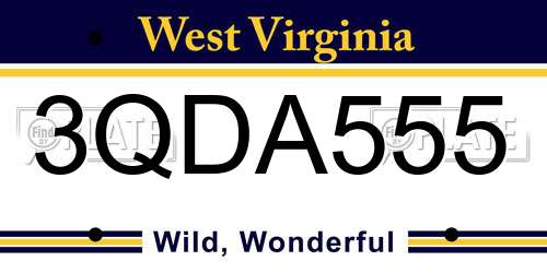 3QDA555 West Virginia License Plate
