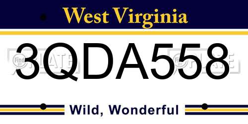 3QDA558 West Virginia License Plate