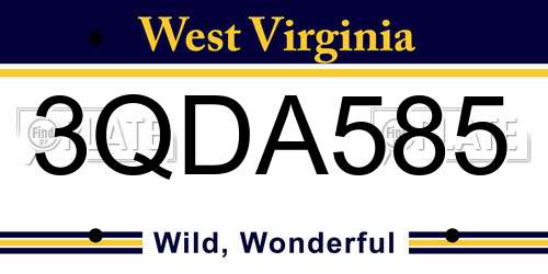 3QDA585 West Virginia License Plate