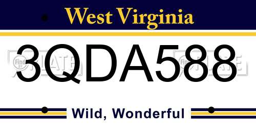 3QDA588 West Virginia License Plate
