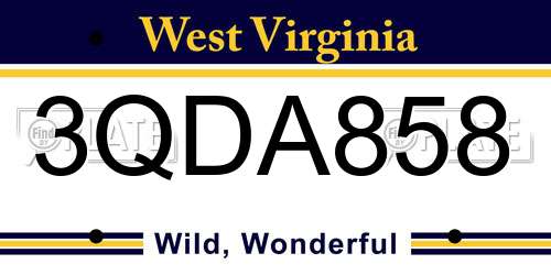 3QDA858 West Virginia License Plate