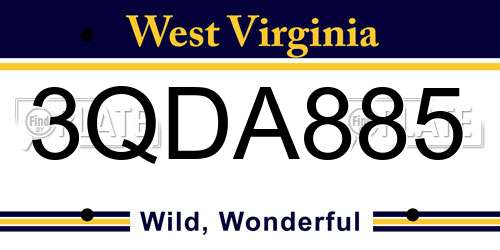 3QDA885 West Virginia License Plate