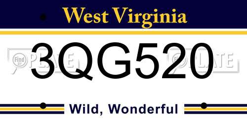 3QG520 West Virginia License Plate