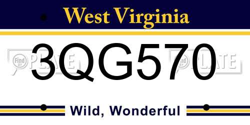 3QG570 West Virginia License Plate