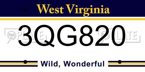 3QG820 West Virginia License Plate