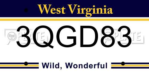 3QGD83 West Virginia License Plate