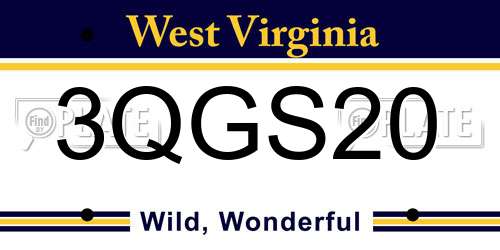 3QGS20 West Virginia License Plate