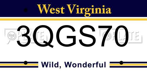 3QGS70 West Virginia License Plate