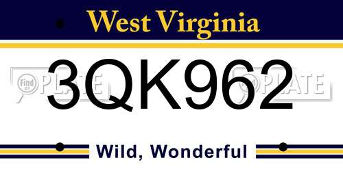 3QK962 West Virginia License Plate