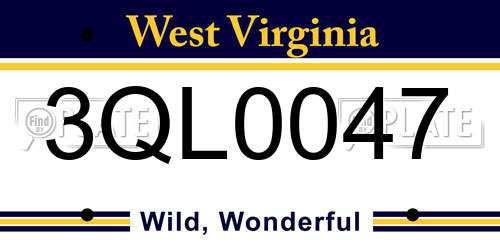 3QL0047 West Virginia License Plate