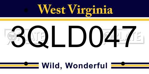 3QLD047 West Virginia License Plate