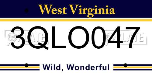 3QLO047 West Virginia License Plate