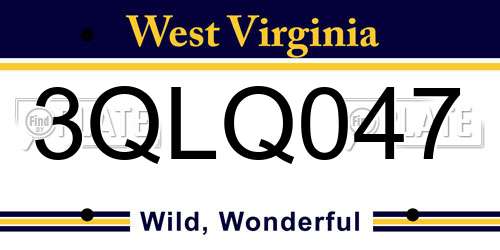 3QLQ047 West Virginia License Plate