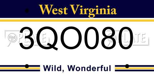 3QO080 West Virginia License Plate