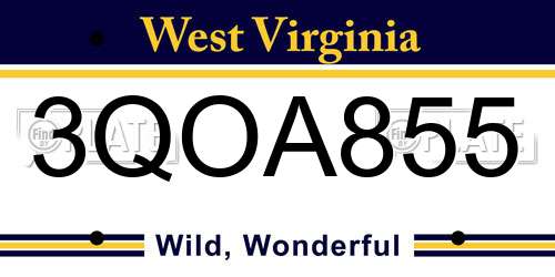 3QOA855 West Virginia License Plate