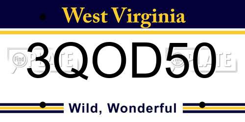 3QOD50 West Virginia License Plate