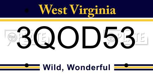 3QOD53 West Virginia License Plate