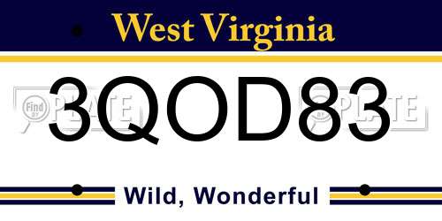 3QOD83 West Virginia License Plate